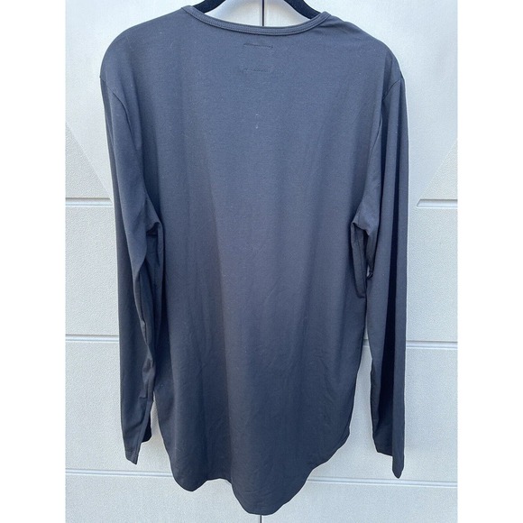 Cuts Men’s Black Elongated Hem henley T-shirt long sleeve Soft Jersey Large NEW - Picture 5 of 9